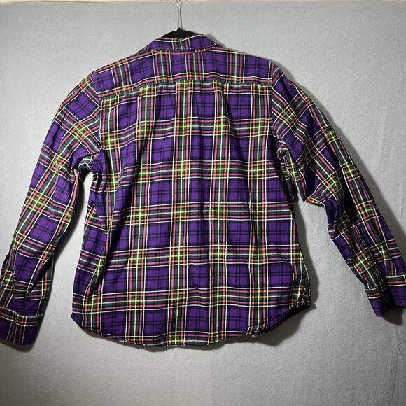 LRL‎ Lauren Jeans Co. Ralph Lauren SZ L Purple Plaid Cotton Shirt Button-Up - Picture 4 of 9